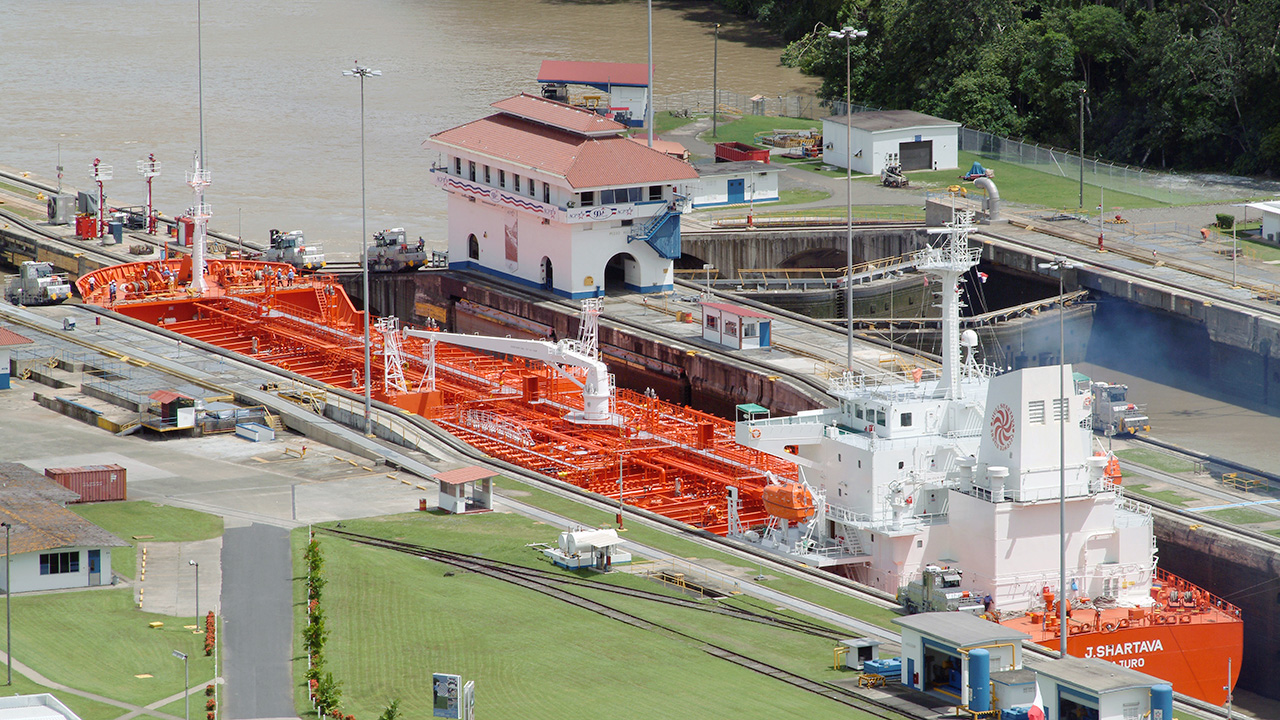 pedro miguel locks as seen from luisa hill, the second highest point within the canal basin