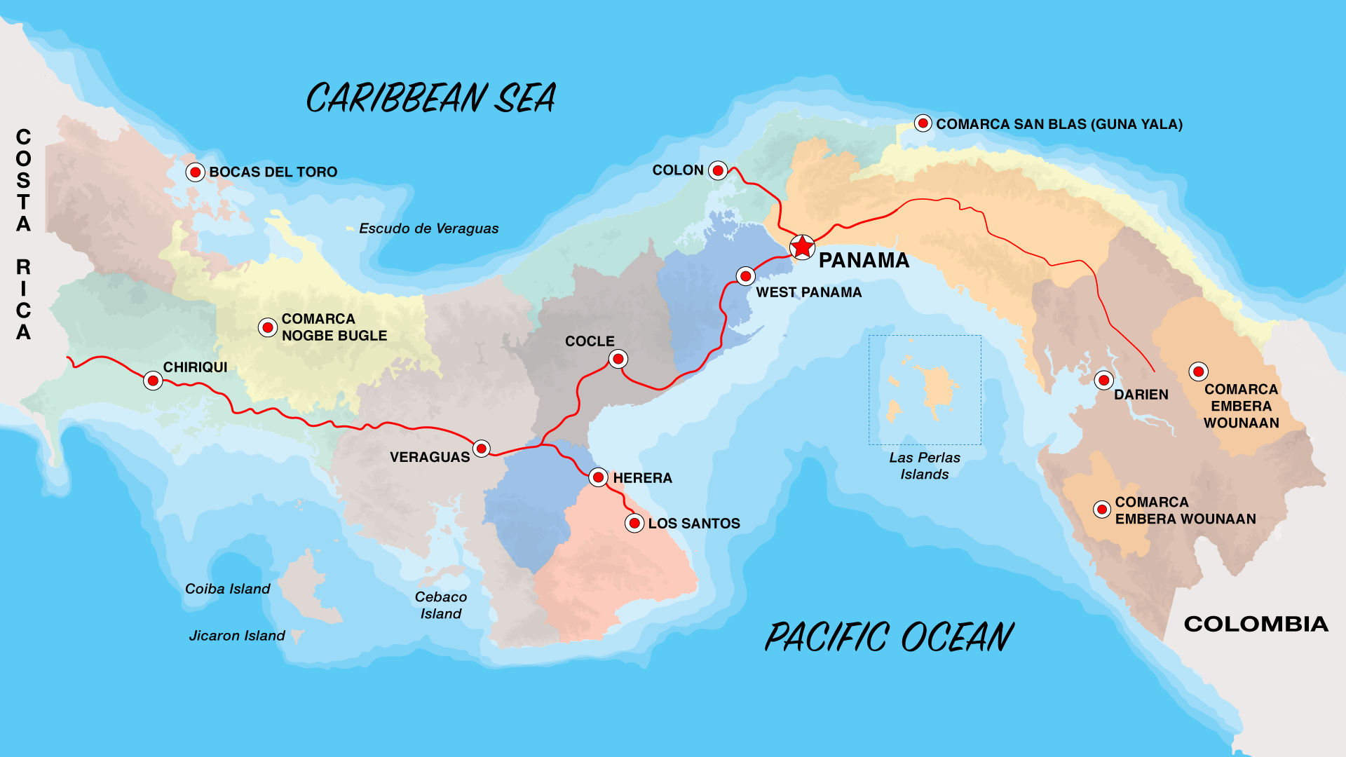 political map of panama country of panama political map